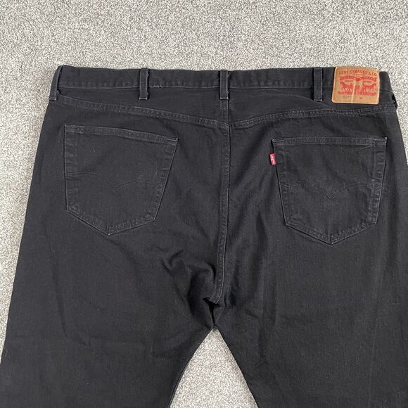 Levis 501 Original Jeans Mens Stretch Straight Leg Button Fly Black Size 48x31 - Picture 4 of 13